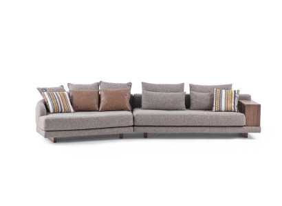  5-Sitzer Massive Wohnzimmer Stoffsofa Grau Elegant Modern Design